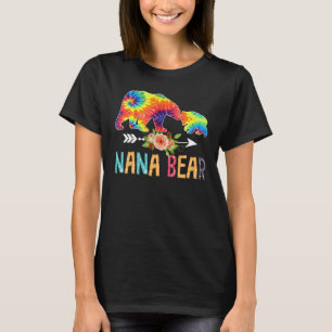 Nana Bear Tie Dye Floral Heart Grandma Bear  Mothe T-Shirt