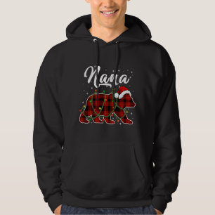 Nana Bear Xmas Red Plaid Matching Family Christmas Hoodie