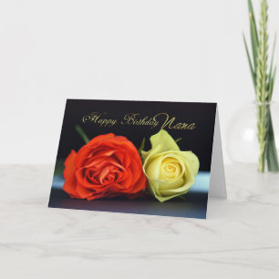 Nana Birthday Card With Orange And Cream Roses