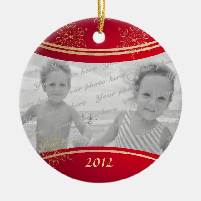 Nana Christmas Photo Frame Ceramic Ornament (Front)