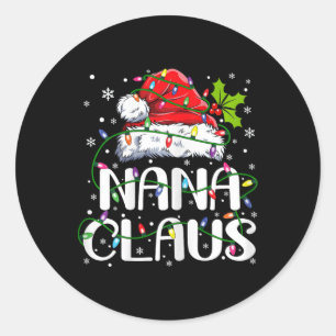 Nana Claus Christmas Lights Pajama Family Matching Classic Round Sticker