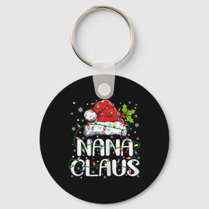 Nana Claus Christmas Lights Pajama Family Matching Key Ring