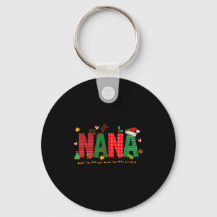 Nana Claus Christmas Lights Pajama Family Matching Key Ring