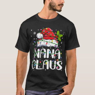 Nana Claus Christmas Lights Pajama Family Matching T-Shirt