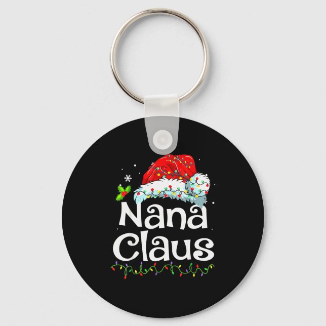 Nana Claus Christmas Pajama Family Matching Xmas L Key Ring (Front)
