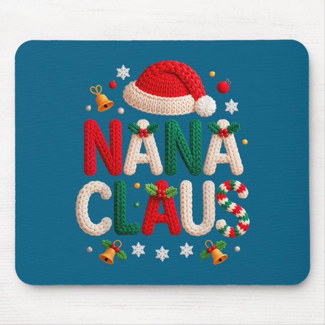 Nana Claus Knitted Design Grandma Pajama Family Ma Mouse Pad (Front)