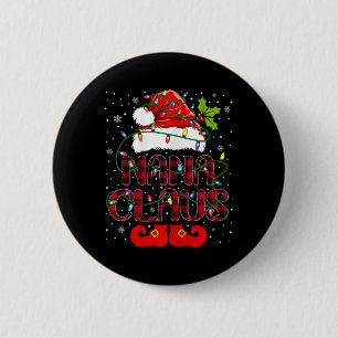 Nana Claus Merry Christmas Buffalo Plaid Santa Hat 6 Cm Round Badge