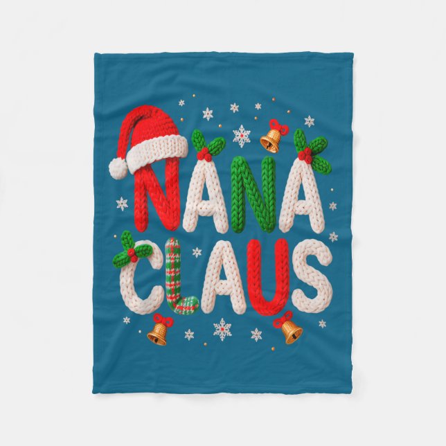 Nana Claus Santa Claus Crochet &amp; Knitting Love Fleece Blanket (Front)
