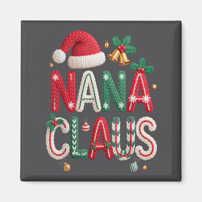 Nana Claus Santa Claus Grandma Family Matching Chr Magnet (Front)
