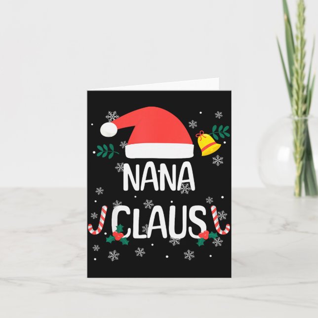 Nana Claus Santa Hat First Christmas Xmas Family P Card (Front)