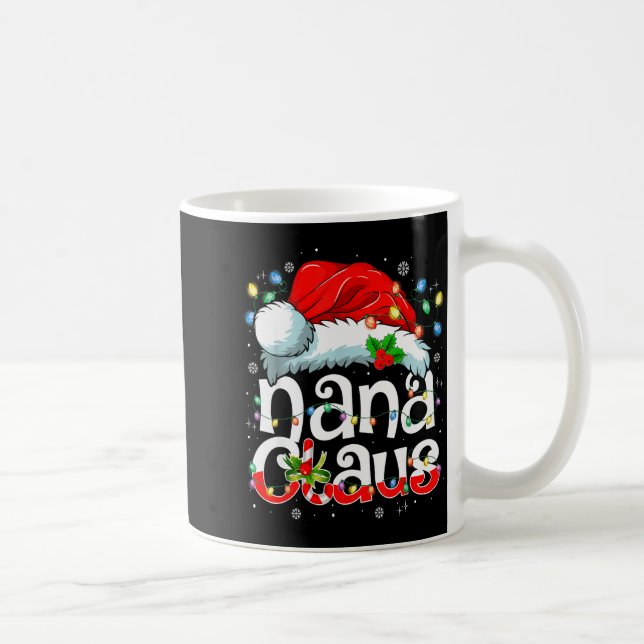 Nana Claus Shirt Christmas Lights Pajama Family Ma Coffee Mug (Right)