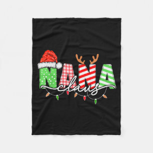 Nana Claus Xmas Christmas Lights Pajama Family Mat Fleece Blanket