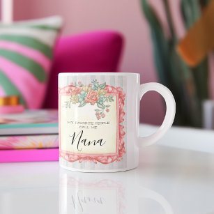 Nana Coffee Mug   Vintage Floral Stripes