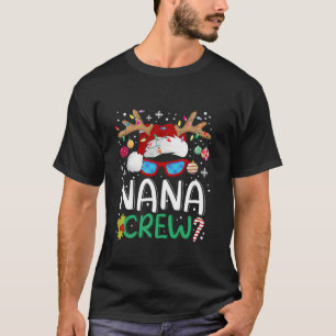 Nana Crew Santa Hat Xmas Reindeer Christmas Family T-Shirt