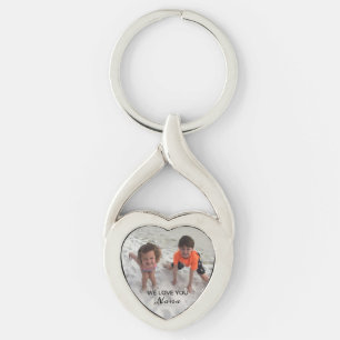 Nana Custom Grandchildren Photo Silver Heart Key Ring