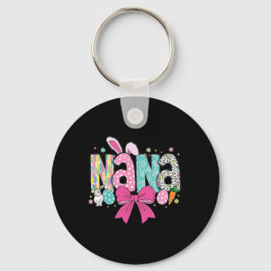 Nana Easter Coquette Bow Happy Easter Bunny Rabbit Key Ring