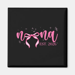 Nana Est 2026 Coquette Bow Mum Baby Announcement Magnet