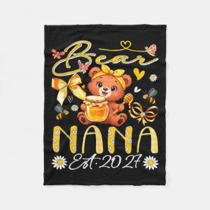 Nana Est 2027 Floral Bow Tie Mothers Day Bear Fleece Blanket