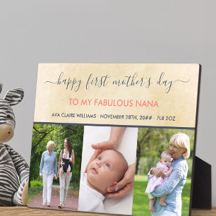 Nana First Mothers Day - 3 Photo Personalised Plaque