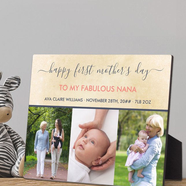 Nana First Mothers Day - 3 Photo Personalised Plaque (Creator Uploaded)