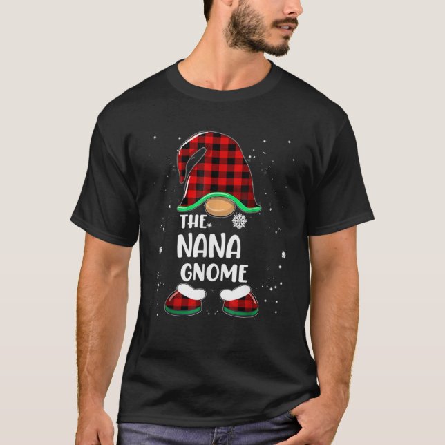 NaNa Gnome Buffalo Plaid Matching Christmas  T-Shirt (Front)