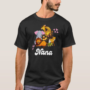 Nana Grandma Cute Zoo Animals Lion Giraffe Elephan T-Shirt