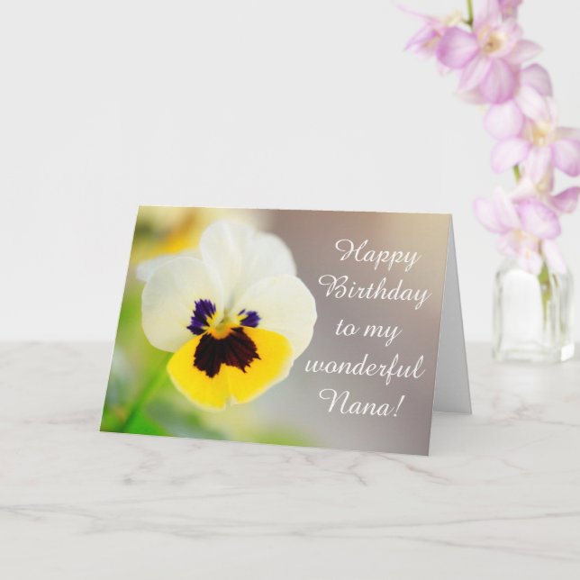Nana, Grandmother Pansy Birthday Card (Orchid)