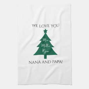Nana Grandparent Grand Kids Christmas Gift Custom  Tea Towel