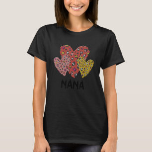 Nana Hearts Leopard Plaid Vlentines Day Boys Girls T-Shirt