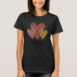 Nana Hearts Leopard Plaid Vlentines Day Boys Girls T-Shirt