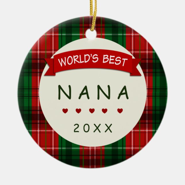 Nana Holiday Plaid Christmas Gift Ornaments (Front)