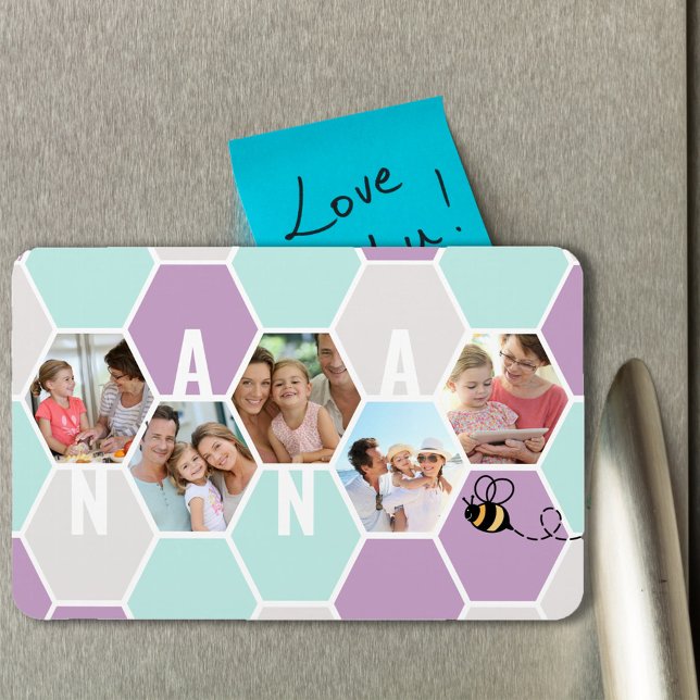 Nana Honeycomb Photo Collage 5 Photo 4 Letter Magnet (Creator Uploaded)