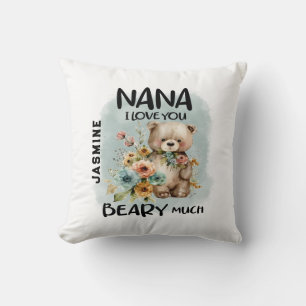 Nana I Love You Beary Much - Personalised Name Cushion