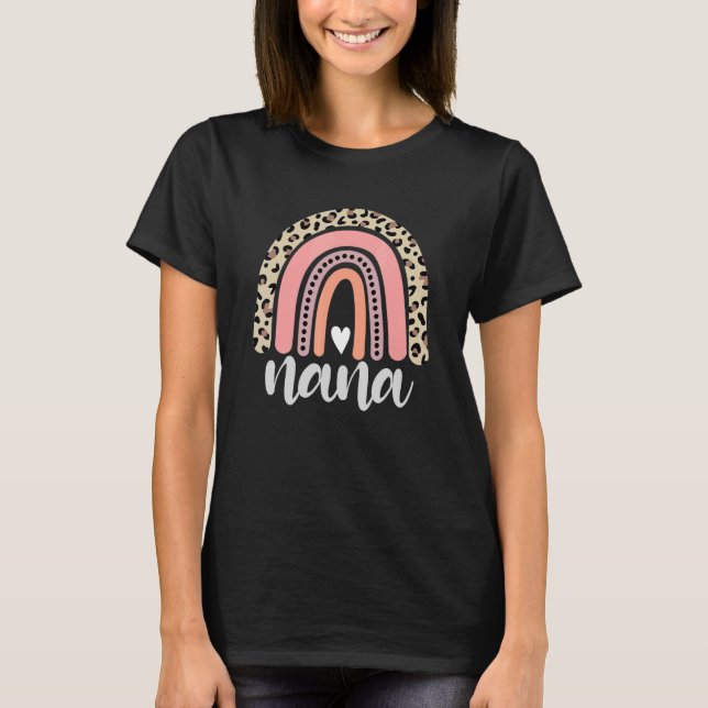 Nana Leopard Print Rainbow Family  Mother's Day Wo T-Shirt (Front)