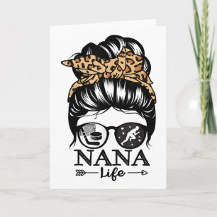 Nana Life Messy Bun Hair Funny Hockey Track And Fi Card