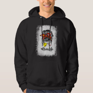 Nana Life Messy Bun Hair Softball Mother's Day Hoodie