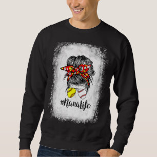 Nana Life Messy Bun Hair Softball Mother's Day Sweatshirt