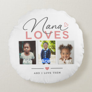 Nana Loves Custom Photo & Names Pillow