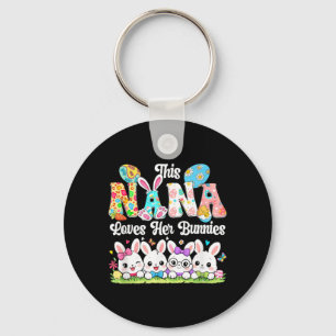 Nana Loves Easter Bunnies Group Bunnies Bow Tie Key Ring