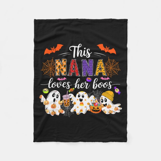 Nana Loves Her Boos Halloween Boos Lover Family Gr Fleece Blanket (Front)