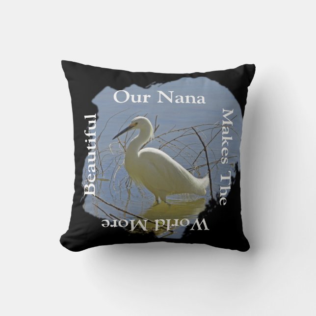 Nana Makes World Beautiful White Egret  Cushion (Front)