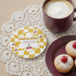 Nana Mia Retro Groovy Chequerboard and Cherry Coaster