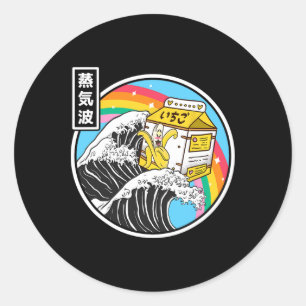 Nana Milk Surfing Kanagawa Wave Kawaii Anime Vapor Classic Round Sticker