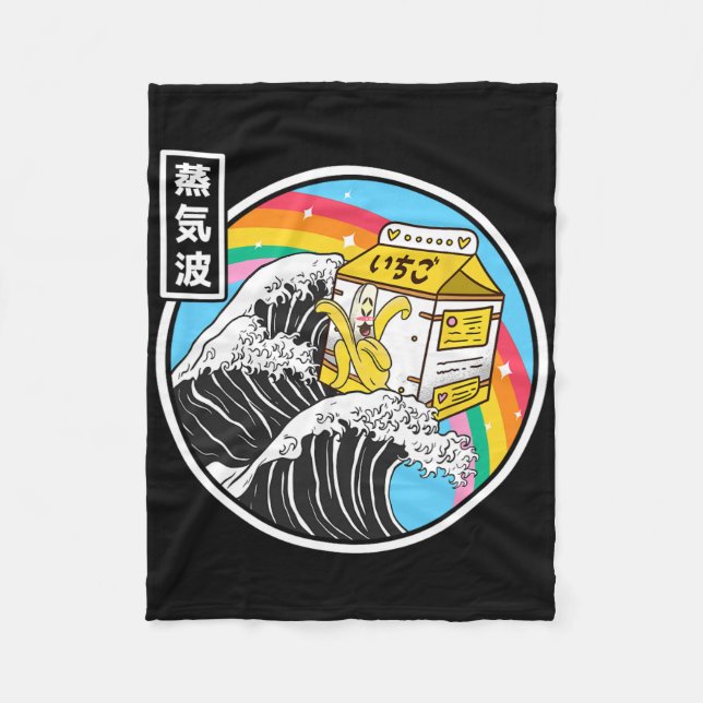 Nana Milk Surfing Kanagawa Wave Kawaii Anime Vapor Fleece Blanket (Front)