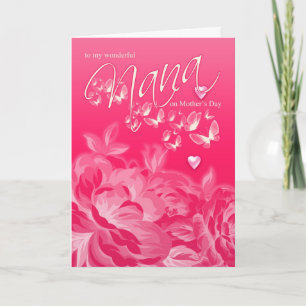 Nana Mother's Day Card Flowers And Butterflies