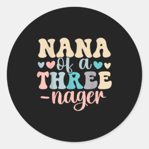 Nana of a threenager 3rd birthday matching family classic round sticker
