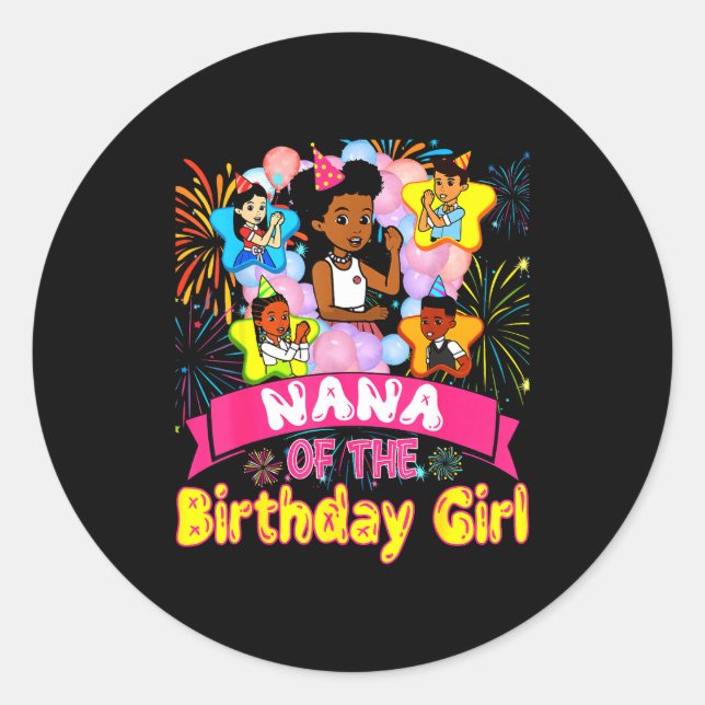 Nana Of Birthday Girl Gracie Birthday Dolls Girl P Classic Round Sticker (Front)