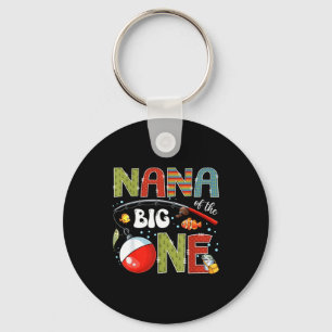 Nana of the big one fishing 1st birthday boy party key ring