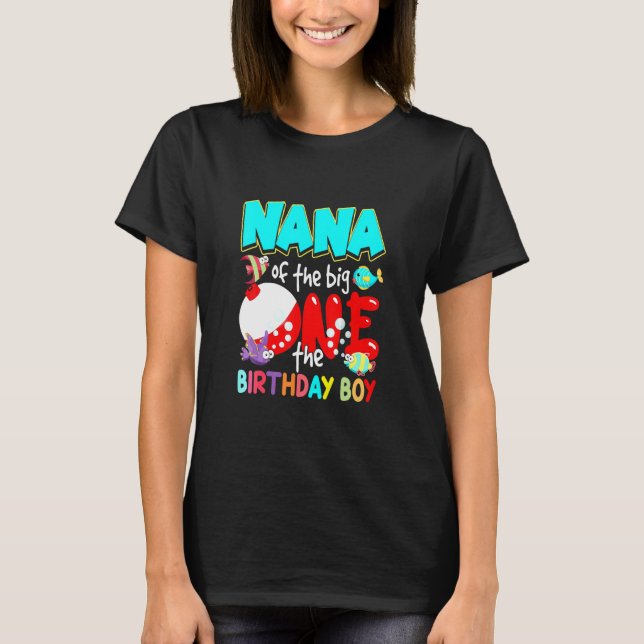 Nana Of The Birthday Boy Birthday Fishing  T-Shirt (Front)