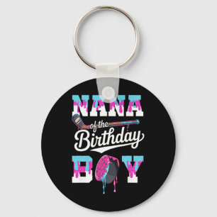Nana Of The Birthday Boy Hockey Ice Cream Drip Fam Key Ring